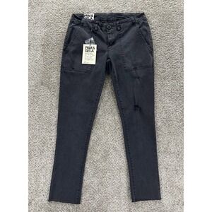 Pam & Gela Jeans Womens 24 Gray Lace Back‎ Skinny Distressed Raw Hem Stretch NWT